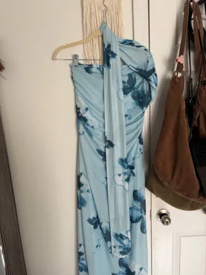 Summer Floral Formal Wedding Guest Dress Strapless Tube Dress with Scarf Summer Cocktail Long Maxi Dresses thumbnail 2