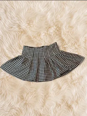 Altar’d State Black White Plaid Pleated Skort Size 4 Mini Schoolgirl Skirt thumbnail 2