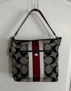Coach Hamptons Weekend Signature Stripe Shoulder Bag thumbnail 1