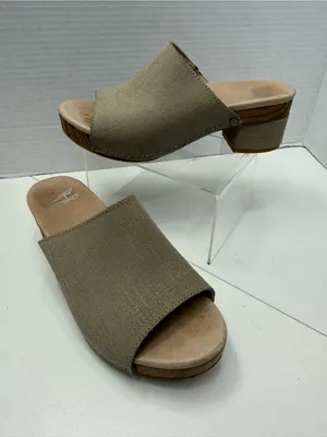Dansko Maci Taupe Textured Leather Heeled Slide Sandals Size 36 thumbnail 3