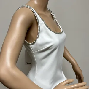 New Likely White Dressy MIDI Dress Lined with beaded trim size 10 thumbnail 6
