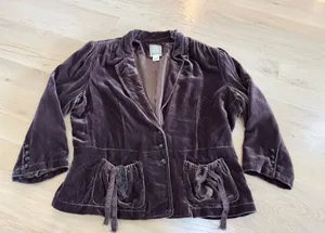 Vintage Polo Ralph Lauren Victorian Silk lined lVelvet Jacket Blazer brown XL thumbnail 1