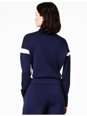 Spanx AirEssentials Striped Track Jacket Timeless Navy Zip-Up Sporty Athletic M thumbnail 2