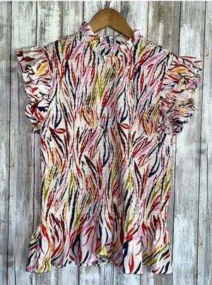 THML Smocked Multi Colored Blouse Small thumbnail 1