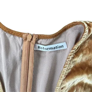Reformation Maura Velvet Midi Dress Gold thumbnail 5