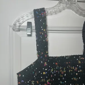 Amanda Uprichard Ace Black Confetti Tweed Mini Dress Multi Color Metallic Small thumbnail 3