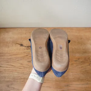 Lands End Women's Size 10 Navy Blue Loafers Suede Buckle Flat Shoes Casual Chic thumbnail 6