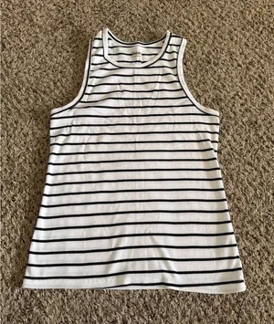 No Boundaries Women's Black White Stripped Ribbed Tank‎ Top Size Large thumbnail 1