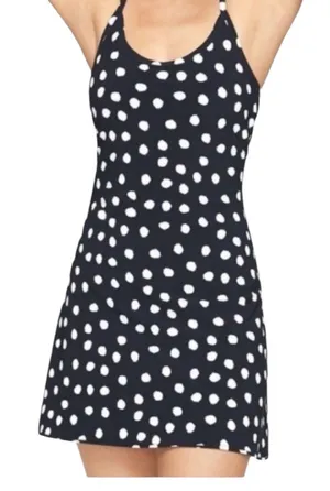 Outdoor Voices size XS Black Tank dress White Polka Dots athletic cute thumbnail 1