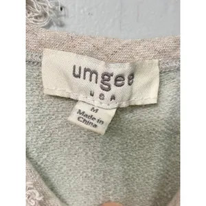 Umgee Sage Green Fringed French Terry Knit Dress M Boho Cutout Back thumbnail 4