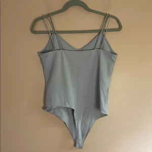 American Eagle Pale Blue Scoop Neck Bodysuit with Double Straps thumbnail 4