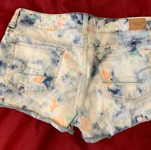 American Eagle Floral Distressed Denim Shorts thumbnail 1