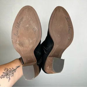 Sam Edelman‎ | Black Suede Bootie Heels 6.5 Marie Ankle thumbnail 4