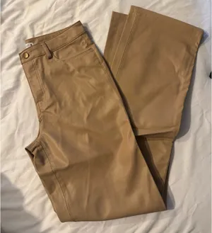 ZARA Tan Leather Pants thumbnail 1