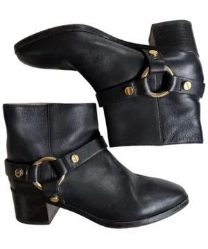 Stuart Weitzman Leather Expert Moto Boots Black Size 6 Retail $595.00 thumbnail 1