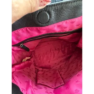 Juicy Couture Black Cow Hide Leather Orange Grove Winged Convertible Tote thumbnail 8
