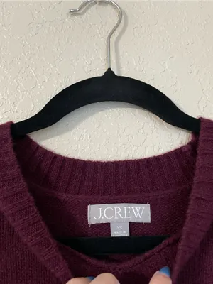 J. Crew Lambs Wool Oversized Sweater Tee Shirt Short Sleeve Size XS Burgundy thumbnail 3