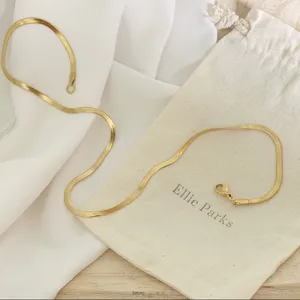 Gold Plated Herringbone Necklace thumbnail 6