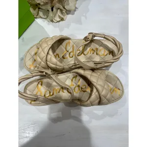 Sam‎ Edelman Gavril Platform Sandals Quilted Straps Ankle Buckle Beige 8M thumbnail 10