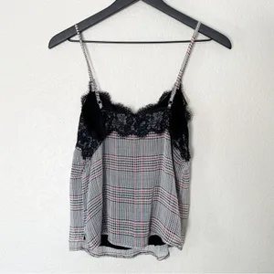 Abercrombie & Fitch Womens Lace Trim‎ Tank Top Grunge Punk Houndstooth Y2K XS thumbnail 5