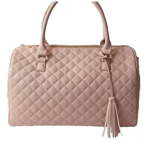 Elegant Quilted vegan leather dust pink weekender thumbnail 1
