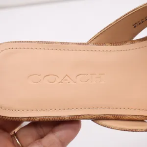Coach Bridgette Signature Thong Sandals Tan Monogram Flip Flops Women's 8.5B thumbnail 5