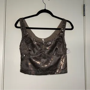 By Anthropologie Sequin Keyhole Tank size XS thumbnail 5