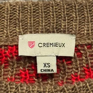 Cremieux Sweater Alpaca Fair Isle Nordic Cottage Preppy Cabin Cozy Brown Red XS thumbnail 3