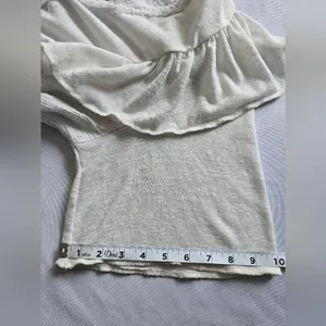 POL Droptail 100% Cotton White Ruffled Distressed Oversized Women's Top Size L‎ thumbnail 15