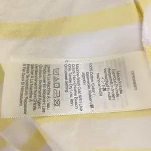 Madewell Top Womens Large Striped Drawstring Hem Cotton Tee Yellow White NZ385 thumbnail 6