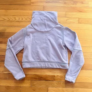 ALO Yoga Advance Mesh Inset‎ Fleece Crop Sweater Womens M Mauve Cowl Turtleneck thumbnail 2