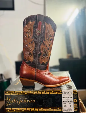 Yalujobran women boots Size 8 Style Sofia-1 Color chedron Leather vacuno thumbnail 1