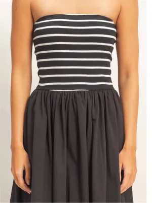 Double Zero Black Striped Strapless Midi Dress – Size Small NWT thumbnail 3