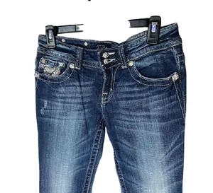 Miss Me Women's Bootcut Jeans Size 28 Blue Rhinestone Studded Flap Pocke… thumbnail 2