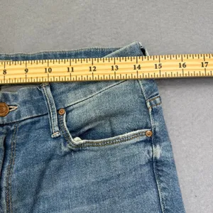 MOTHER High Waisted Looker Ankle Fray Jeans Thrilling Shots Distressed Blue 29 thumbnail 6