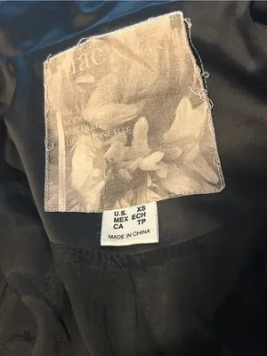 Mac & Jac Black Hooded Trench Coat Jacket Belted Ruffle Hem Women's Size XS thumbnail 3