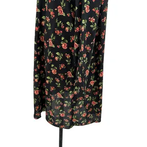 ASOS Floral Print‎ Black Pink Green Button Front Mini Tunic Dress Size US 12 thumbnail 6