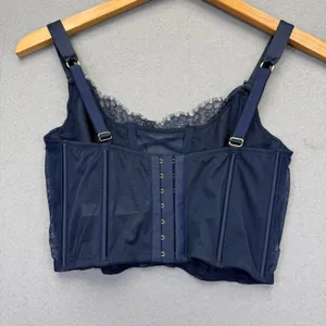 Victorias Secret Dream Angels Embroidered Corset Top Navy‎ Blue S-DD 227725-QB5 thumbnail 11