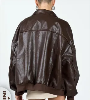 Princess Polly Goldsmith Faux Leather Bomber Jacket Brown thumbnail 4