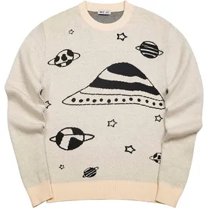 Vintage Knitted Oversized Pullover Long Sleeve Soft Crewneck Sweater UFO thumbnail 1