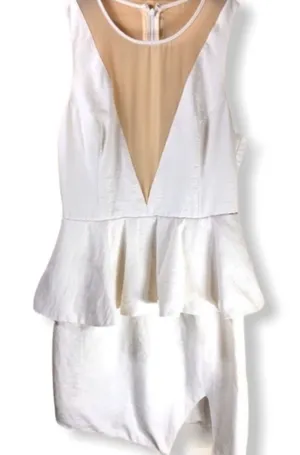 Keepsake the Label Sheer Peek A Boo White Peplum Dress thumbnail 1