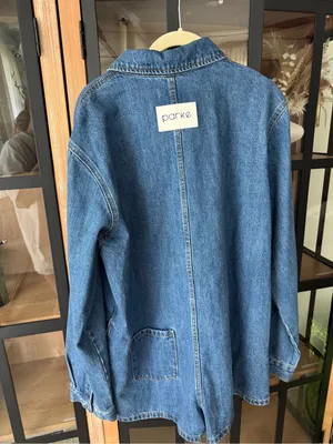 PARKE denim romper long sleeve button up playsuit collar patch dark wash thumbnail 9