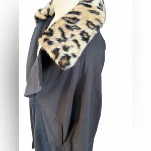 Free‎ People Need it Trench Coat with Leopard Print Collar size medium, new thumbnail 4