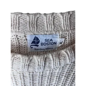 Vintage Sea Boston 100% Cotton Shaker Knit Sweater XL Cream Made in USA Unisex thumbnail 4