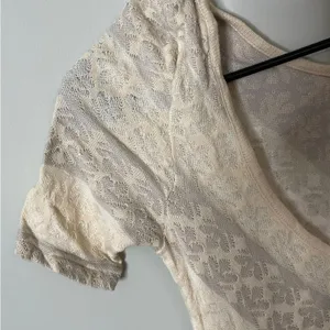 Free People Tunic Top Dress Mini V Neck Cream S/S XS/TP Excellent Condition thumbnail 2