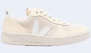 Veja V-10 J Mesh Sneakers in Jute White & Yellow thumbnail 1