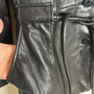 Vtg winlit ladies Y2K black leather jacket cinch waist size small retro‎ thumbnail 10