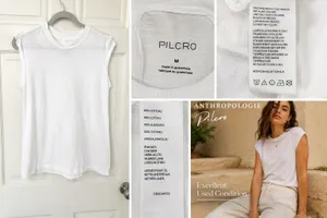 Anthropologie Pilcro Roll Sleeve Tank Top White M 100% Cotton Crew Neck Tee thumbnail 3