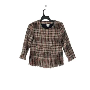 Ett: twa Anthropologie Fringe Tweed Blazer Jacket Size Small‎ Academia Old Money thumbnail 4