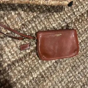 Coach Mini Leather Wristlet/Card Wallet In Saddle Brown thumbnail 7